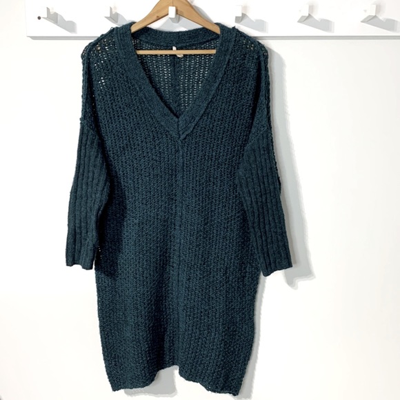 Free People TEAL Genteel Sweater Dress Sz S - Picture 7 of 9